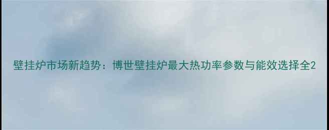 壁挂炉市场新趋势博世壁挂炉最大热功率参数与能效选择全
