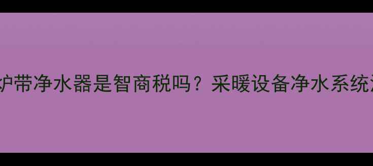 图片 壁挂炉带净水器是智商税吗？采暖设备净水系统深度2