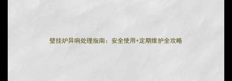 壁挂炉异响处理指南安全使用定期维护全攻略