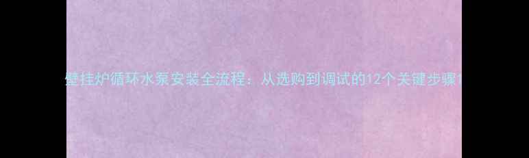 图片 壁挂炉循环水泵安装全流程：从选购到调试的12个关键步骤1