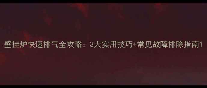 壁挂炉快速排气全攻略3大实用技巧常见故障排除指南