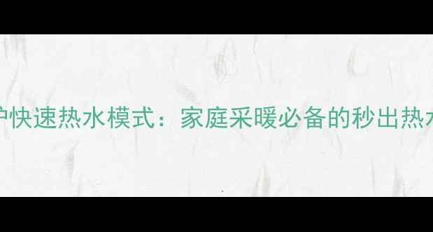 图片 壁挂炉快速热水模式：家庭采暖必备的秒出热水秘籍