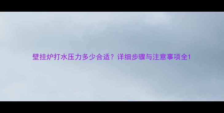 图片 壁挂炉打水压力多少合适？详细步骤与注意事项全1