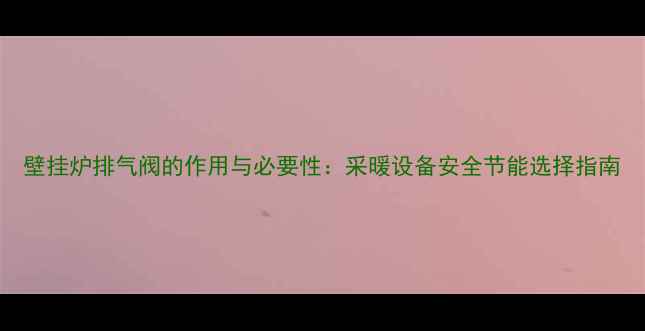 图片 壁挂炉排气阀的作用与必要性：采暖设备安全节能选择指南
