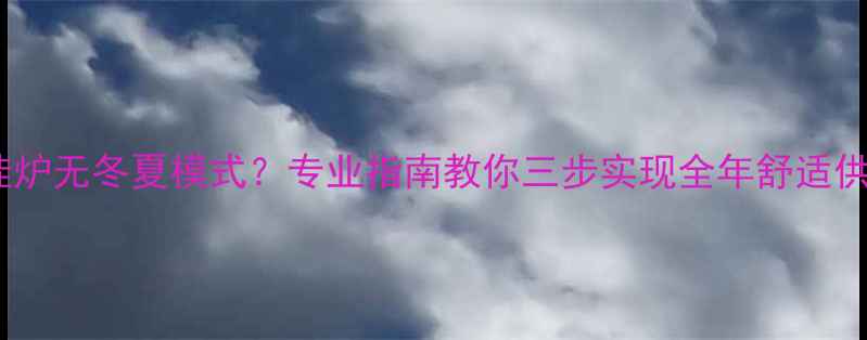 图片 壁挂炉无冬夏模式？专业指南教你三步实现全年舒适供暖1