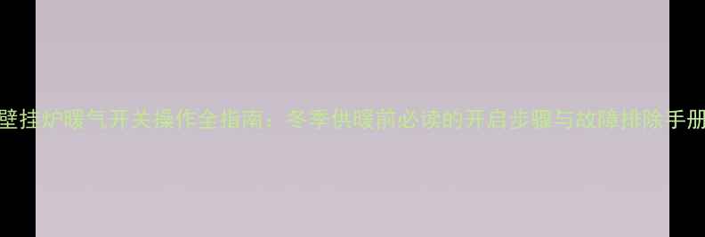 壁挂炉暖气开关操作全指南冬季供暖前必读的开启步骤与故障排除手册