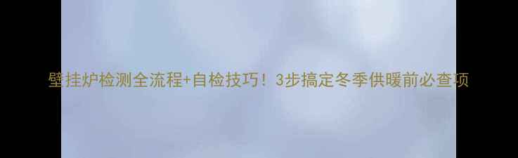 壁挂炉检测全流程自检技巧3步搞定冬季供暖前必查项