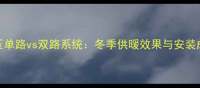 壁挂炉水压单路vs双路系统冬季供暖效果与安装成本全指南