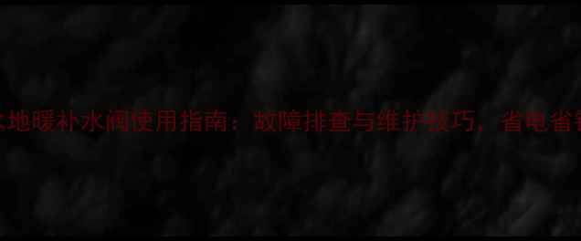 壁挂炉水地暖补水阀使用指南故障排查与维护技巧省电省钱必备