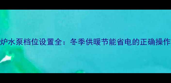 图片 壁挂炉水泵档位设置全：冬季供暖节能省电的正确操作指南