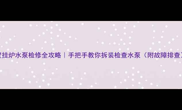 图片 壁挂炉水泵检修全攻略｜手把手教你拆装检查水泵（附故障排查）
