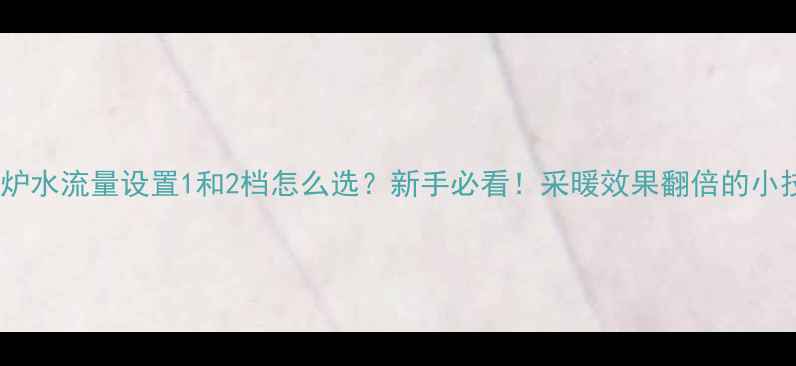 图片 壁挂炉水流量设置1和2档怎么选？新手必看！采暖效果翻倍的小技巧1
