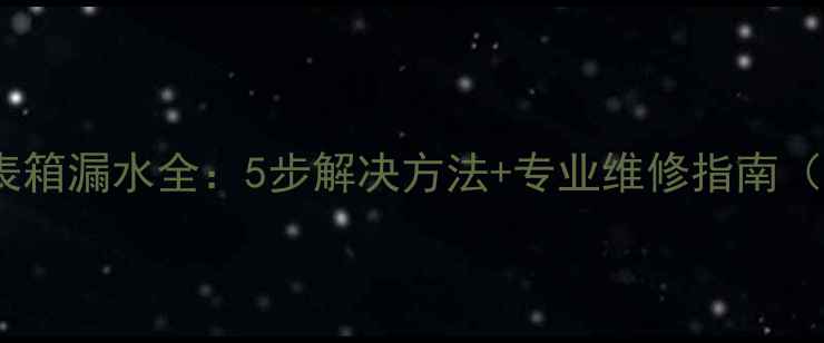 图片 壁挂炉水表箱漏水全：5步解决方法+专业维修指南（附图文）1