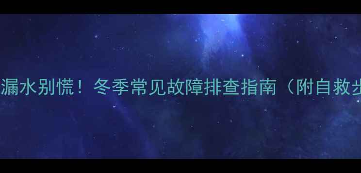 图片 壁挂炉漏水别慌！冬季常见故障排查指南（附自救步骤）1