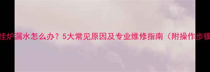 图片 壁挂炉漏水怎么办？5大常见原因及专业维修指南（附操作步骤）