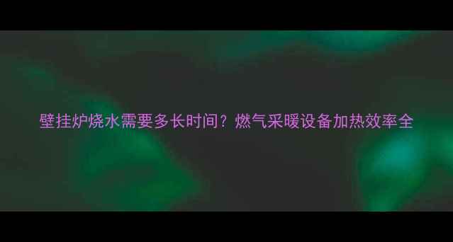 图片 壁挂炉烧水需要多长时间？燃气采暖设备加热效率全