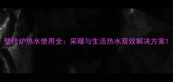 图片 壁挂炉热水使用全：采暖与生活热水双效解决方案1