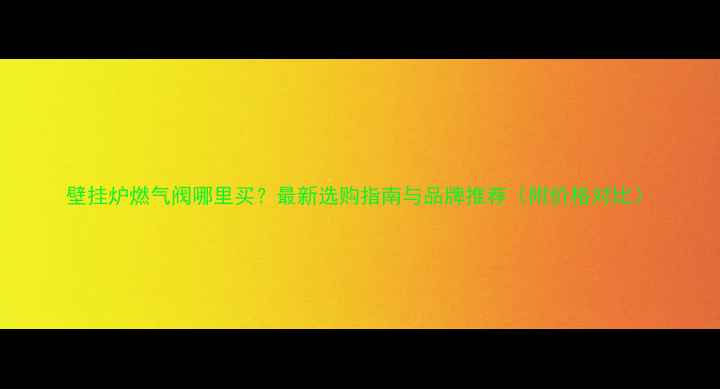 图片 壁挂炉燃气阀哪里买？最新选购指南与品牌推荐（附价格对比）