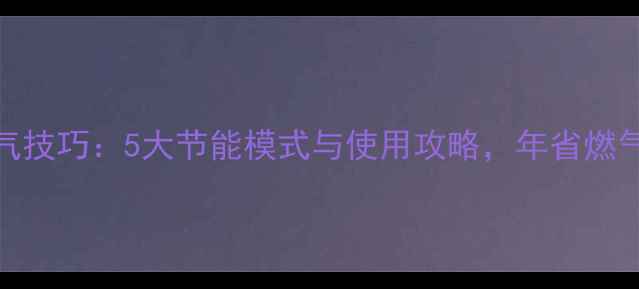 壁挂炉省气技巧5大节能模式与使用攻略年省燃气费超千元