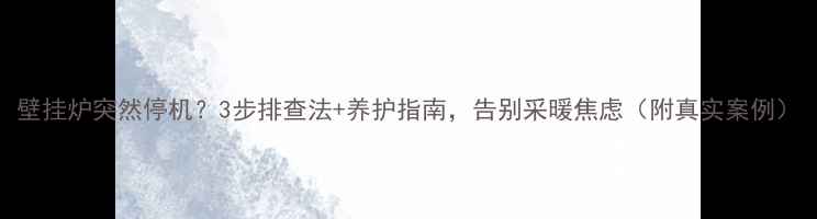 图片 壁挂炉突然停机？3步排查法+养护指南，告别采暖焦虑（附真实案例）