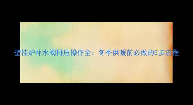 图片 壁挂炉补水阀排压操作全：冬季供暖前必做的5步流程