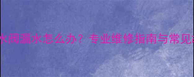 图片 壁挂炉补水阀漏水怎么办？专业维修指南与常见故障原因2
