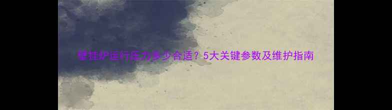 图片 壁挂炉运行压力多少合适？5大关键参数及维护指南