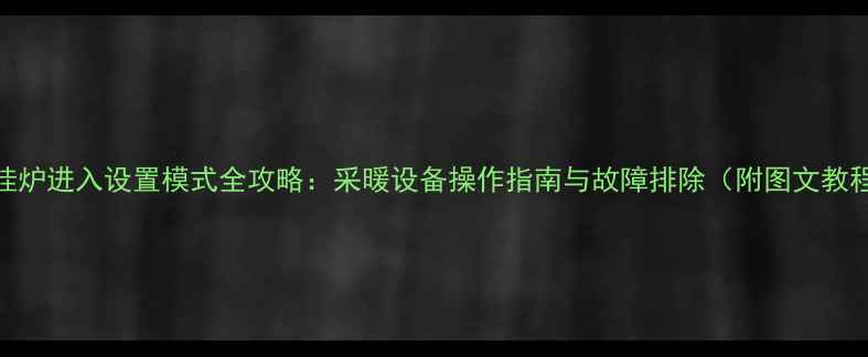 壁挂炉进入设置模式全攻略采暖设备操作指南与故障排除附图文教程