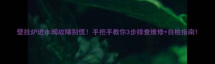 图片 壁挂炉进水阀故障别慌！手把手教你3步排查维修+自检指南1