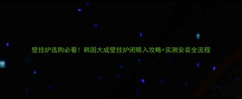 图片 壁挂炉选购必看！韩国大成壁挂炉闭眼入攻略+实测安装全流程