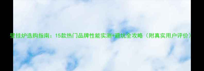 图片 壁挂炉选购指南：15款热门品牌性能实测+避坑全攻略（附真实用户评价）