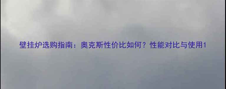 图片 壁挂炉选购指南：奥克斯性价比如何？性能对比与使用1