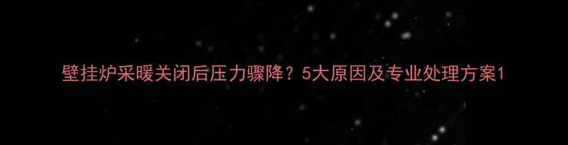 图片 壁挂炉采暖关闭后压力骤降？5大原因及专业处理方案1