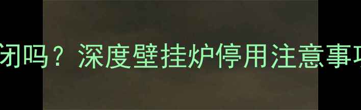 图片 壁挂炉采暖可以关闭吗？深度壁挂炉停用注意事项及正确操作指南1