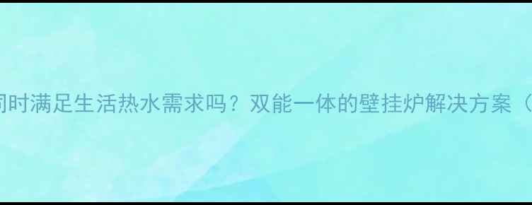 图片 壁挂炉采暖能同时满足生活热水需求吗？双能一体的壁挂炉解决方案（附选购指南）2