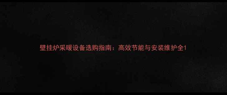 图片 壁挂炉采暖设备选购指南：高效节能与安装维护全1
