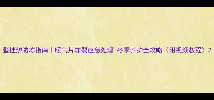 壁挂炉防冻指南暖气片冻裂应急处理冬季养护全攻略附视频教程