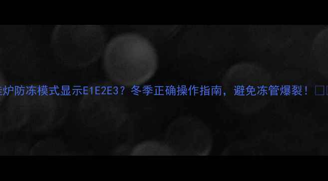 壁挂炉防冻模式显示E1E2E3冬季正确操作指南避免冻管爆裂