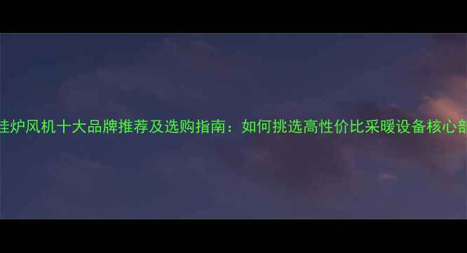 壁挂炉风机十大品牌推荐及选购指南如何挑选高性价比采暖设备核心部件