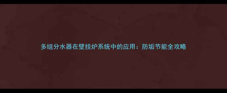 图片 多组分水器在壁挂炉系统中的应用：防垢节能全攻略