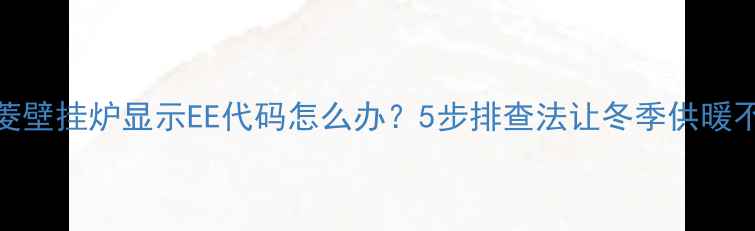 图片 天津神菱壁挂炉显示EE代码怎么办？5步排查法让冬季供暖不掉链子