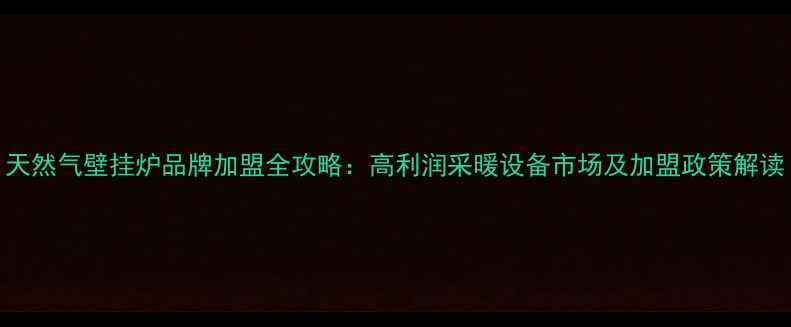 图片 天然气壁挂炉品牌加盟全攻略：高利润采暖设备市场及加盟政策解读