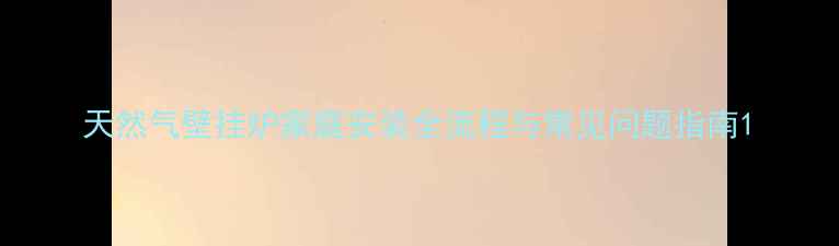 图片 天然气壁挂炉家庭安装全流程与常见问题指南1