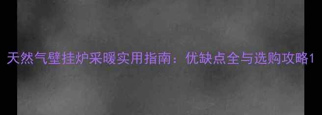 图片 天然气壁挂炉采暖实用指南：优缺点全与选购攻略1