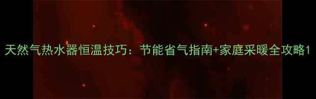 图片 天然气热水器恒温技巧：节能省气指南+家庭采暖全攻略1
