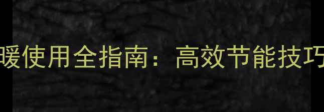 天燃气壁挂炉采暖使用全指南高效节能技巧与故障排除方法