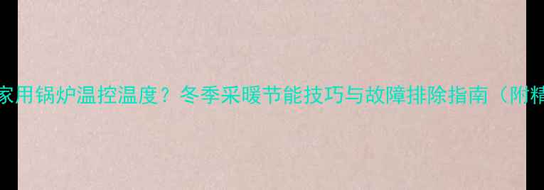 如何正确设置家用锅炉温控温度冬季采暖节能技巧与故障排除指南附精准温度参数