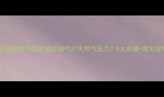 图片 如何正确调整与维护威能暖气炉天然气压力？5大步骤+常见故障全2