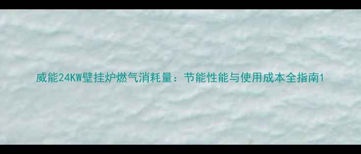 图片 威能24KW壁挂炉燃气消耗量：节能性能与使用成本全指南1