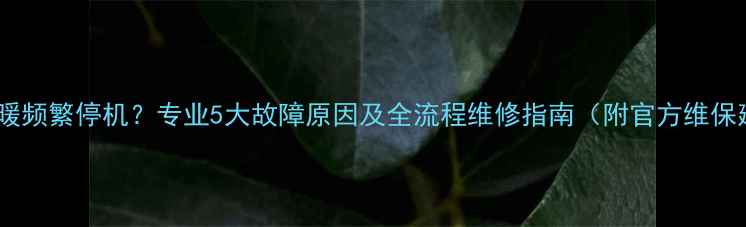 图片 威能地暖频繁停机？专业5大故障原因及全流程维修指南（附官方维保建议）2